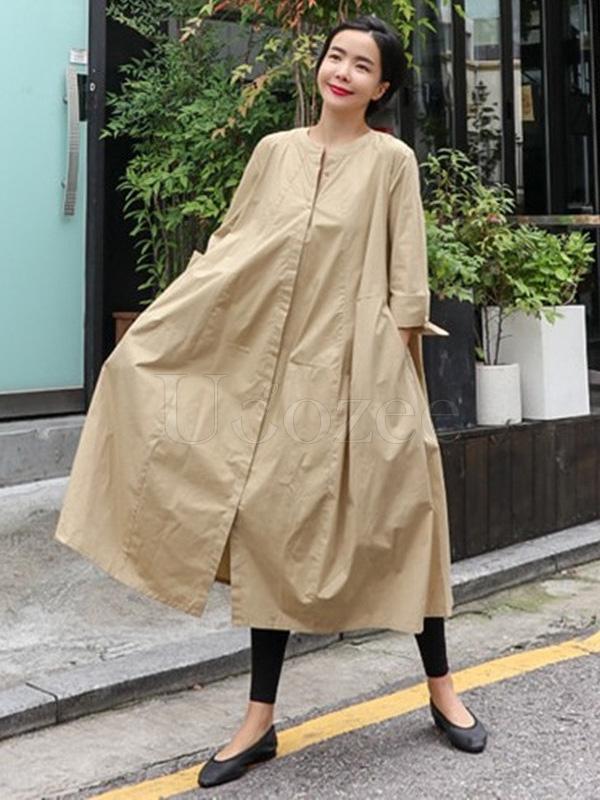 Loose A-line Long Shirt Dress