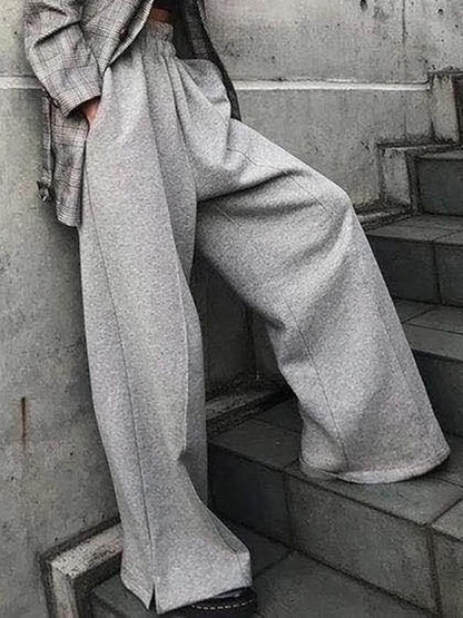 SIMPLE 2 COLORS WIDE LEG BOTTOM CASUAL PANTS