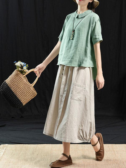 Vintage Casual Linen Skirt