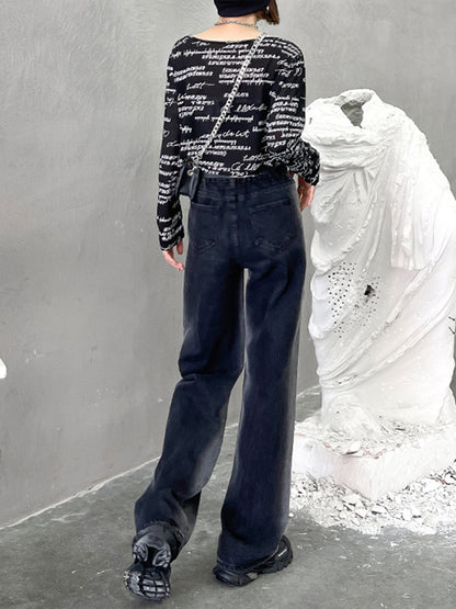 Vintage Gradient Wide Leg Column Jean Pants