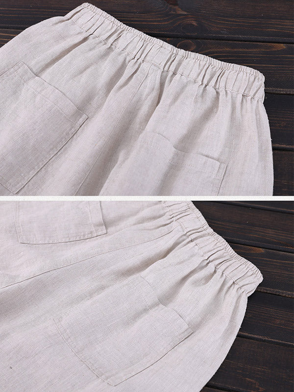 Simple Solid Color Elasticity Waist Harem Pants