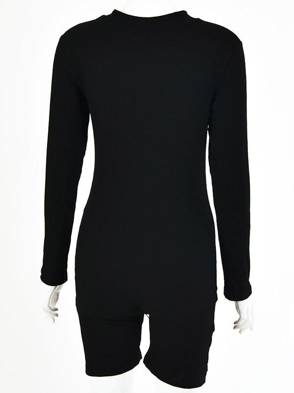 Sexy Wrap Long Sleeves Zipper Rompers