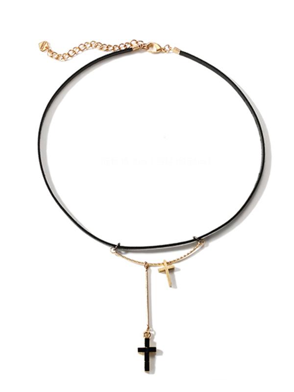 Korea Style Cross Woman Choker Necklace