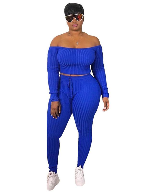 Off-The Shoulder Solid Yoga Suits