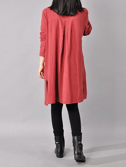 Plus Size Loose Solid Mini Dresses