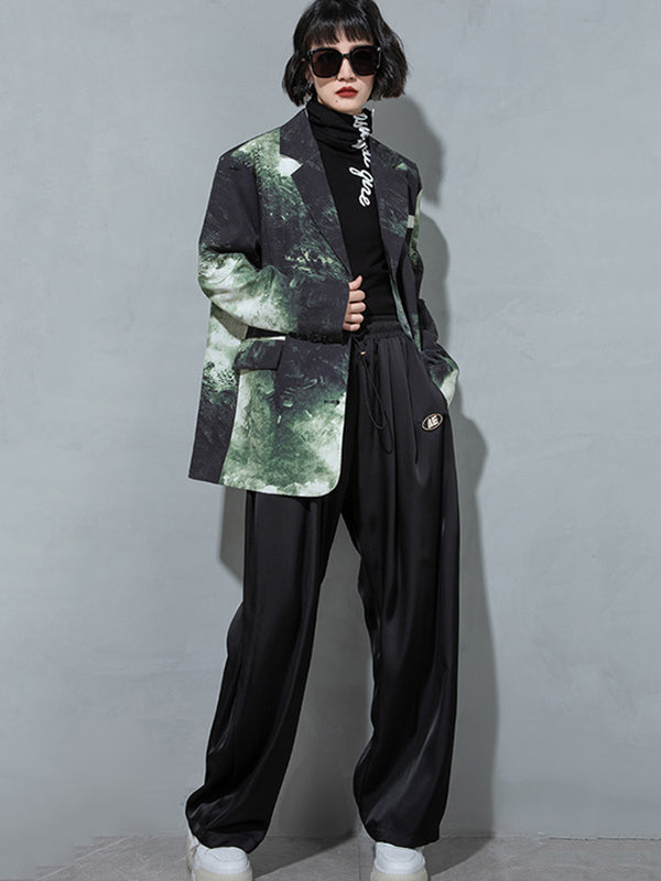 Fashion Tie-Dyed Notched Collar Long Sleeves Blazer