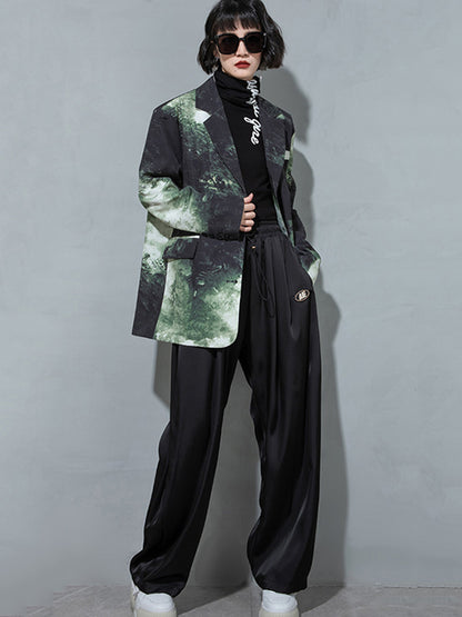 Fashion Tie-Dyed Notched Collar Long Sleeves Blazer