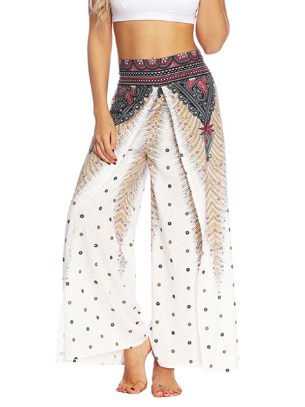 Bohemia Floral Printed Elastics Wide Leg Yoga Pants