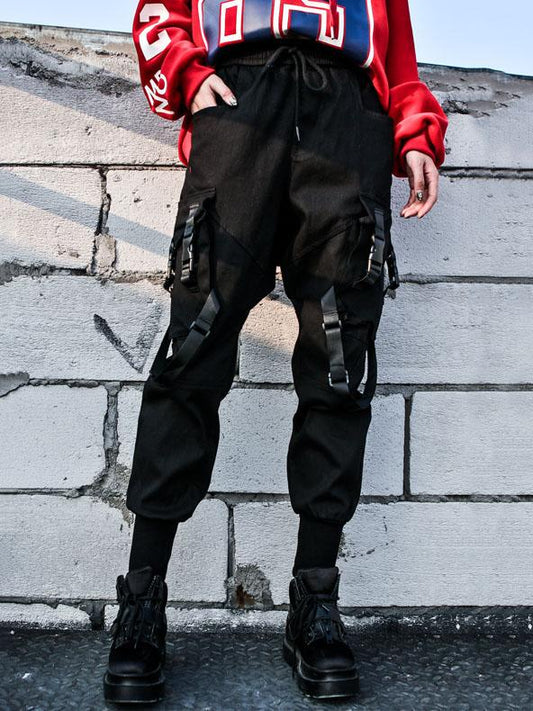 Hiphop Loose Tooling Solid Overalls