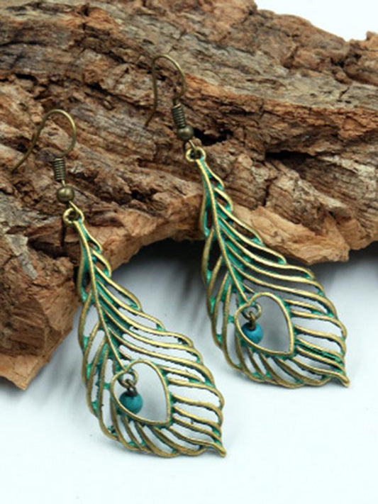 Leaf Pattern Alloy Earrings Accessories