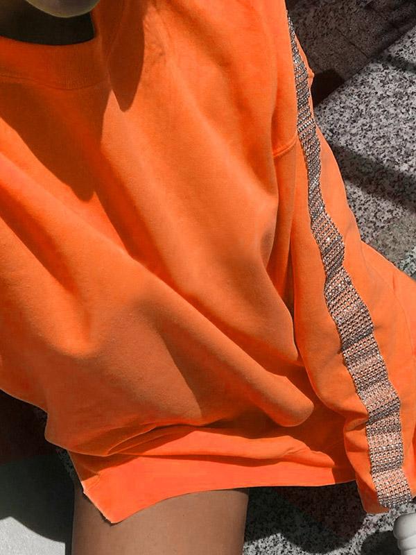 Pink Drilling Round-neck Sweatshirt