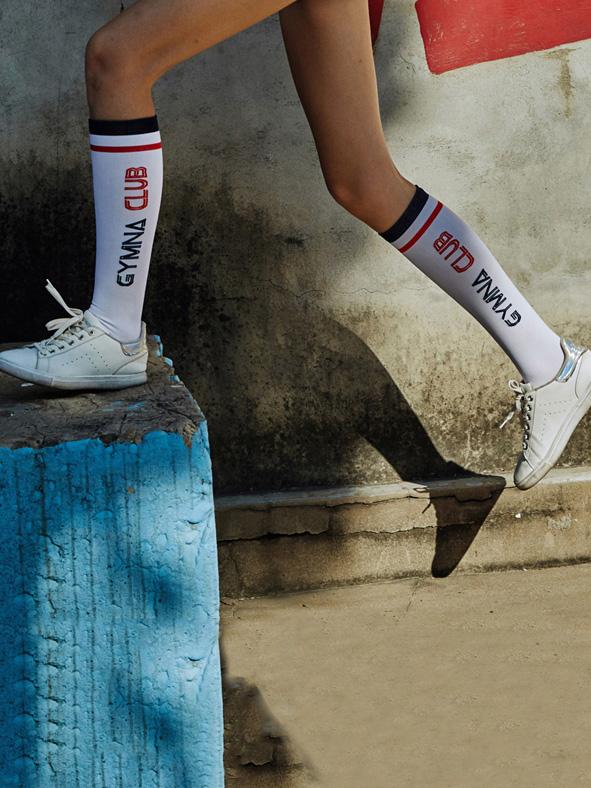 Letter Color Block Athletic Socks