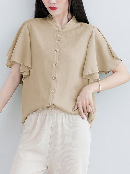 Original 14 Colors Falbala Lapel Blouse Tops