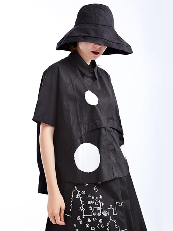 Loose Polka-dot Split-joint Shirt
