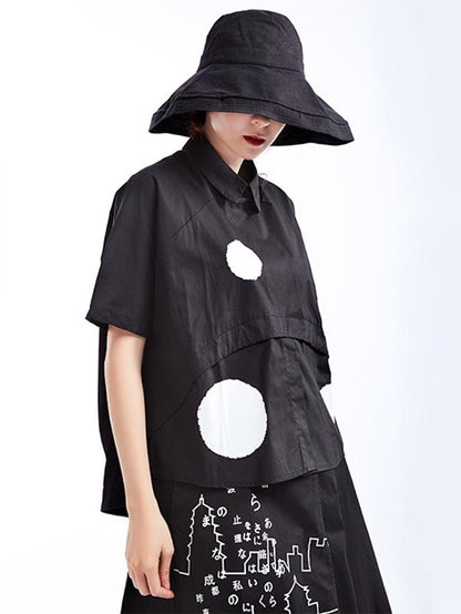Loose Polka-dot Split-joint Shirt
