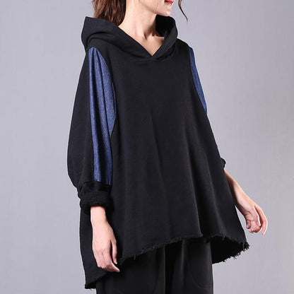 Buykud Patchwork Contrast Color Casual Loose Hoodie