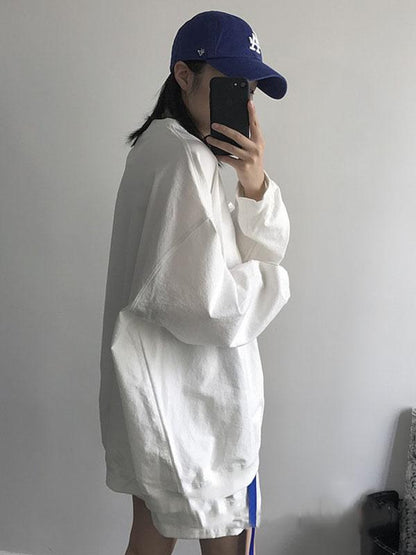 PURE COTTON WHITE ROUND-NECK BLOUSES