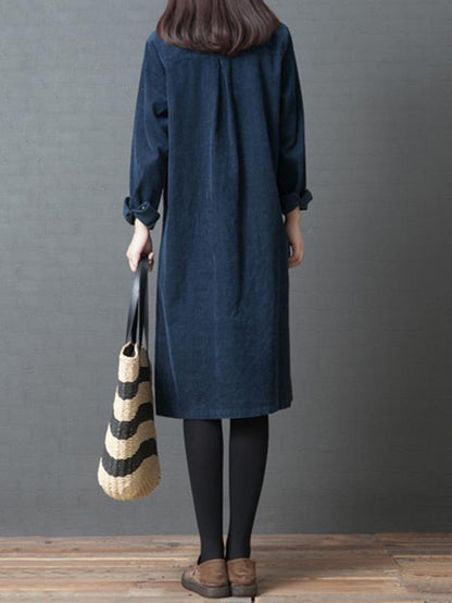 Fashion Plus Size Loose Long Sleeves Shirt Dress