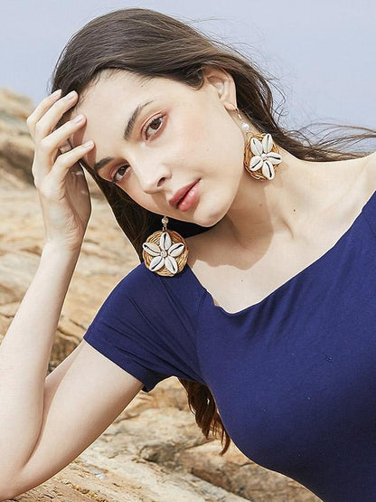 Shell Nature Fiber Handcraft Pearl Earring Accessories
