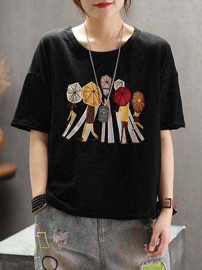Casual Embroidered T-shirt