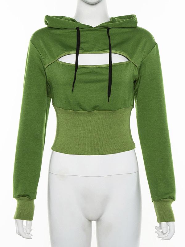 Solid Cut Out Sports Hoodie