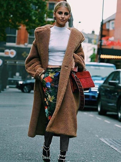 Lamb Wool Winter Long Sleeve Coat Tops