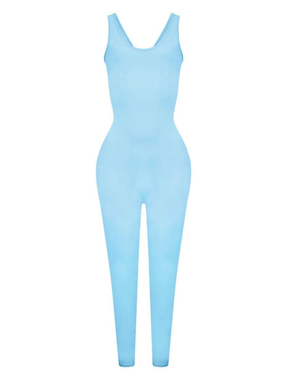 Simple Sleeveless Solid Color Jumpsuits