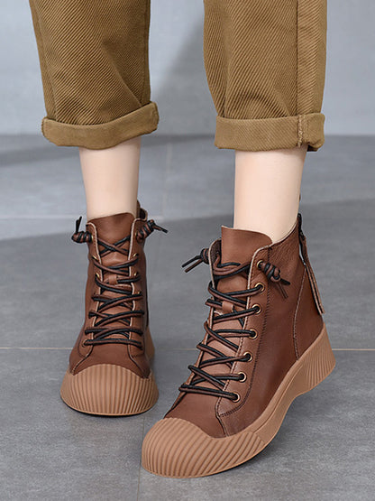 Vintage Cow Leather Zipper Martin Boots