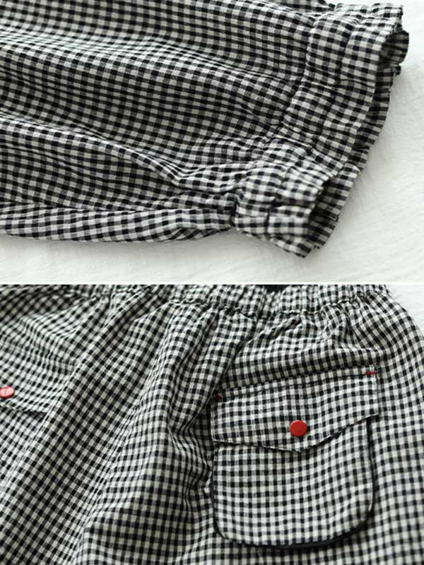 Casual Plaid Cotton Blend Capri-Pants