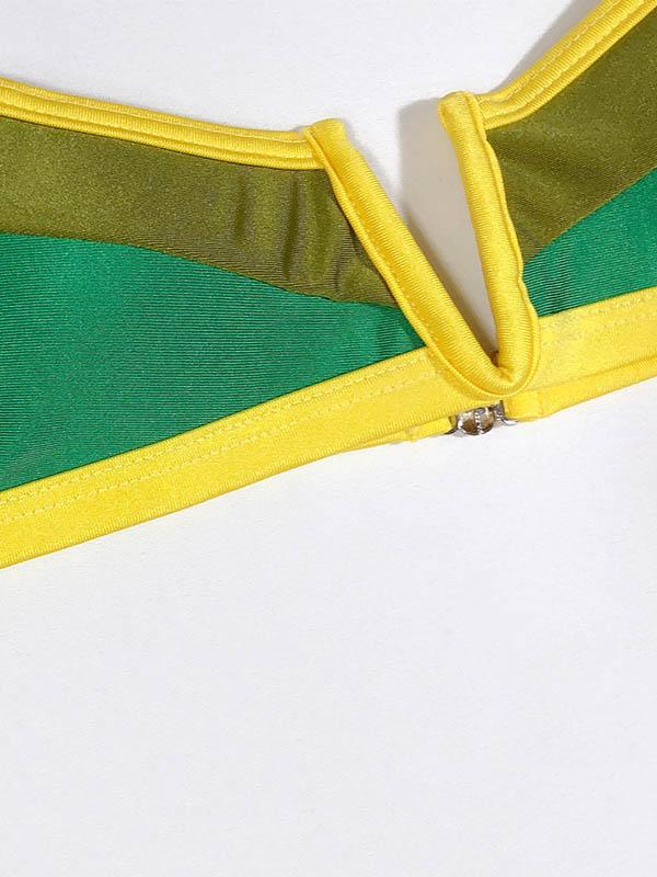 V-Neck Split-Joint Bikini Swimsuit