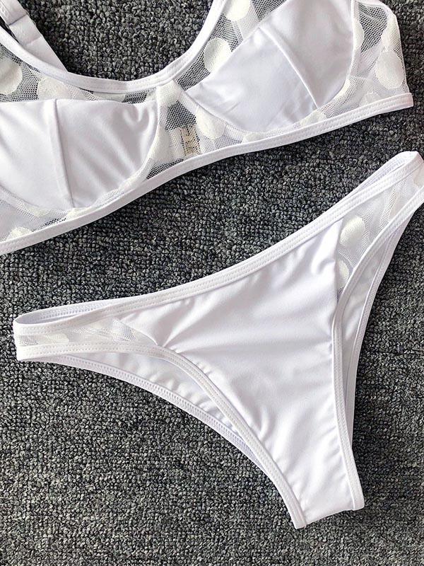 Solid Color Split-Joint Underwired Split Bikini Swimsuit