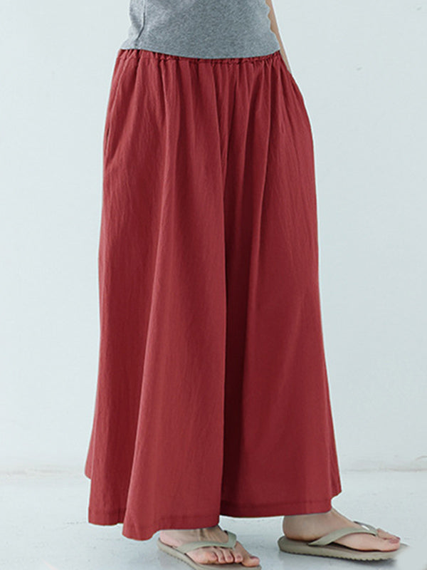 Casual 11 Colors  Solid Column Wide Leg Capri-Pants