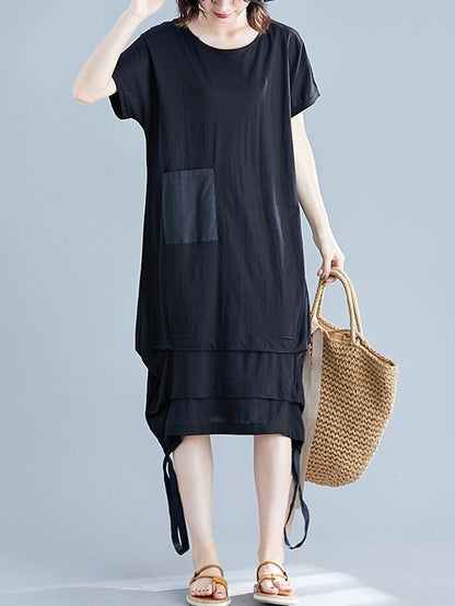 Summer Loose Solid Short Sleeves Dress