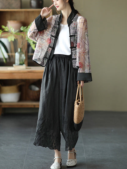 Original Thin See-Through Embroidered Long Sleeve Outerwear