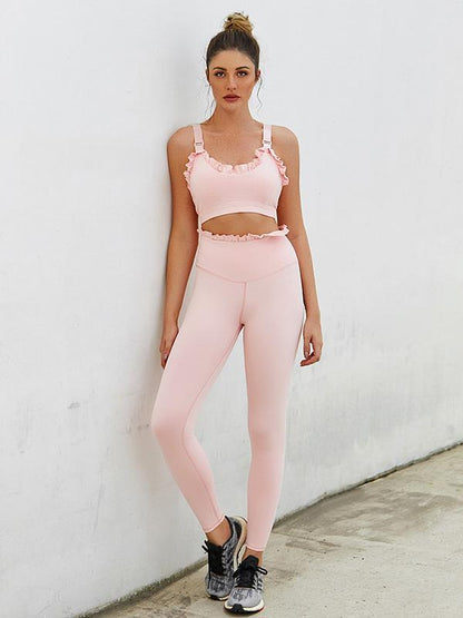 Wide Waistband Falbala Yoga Leggings