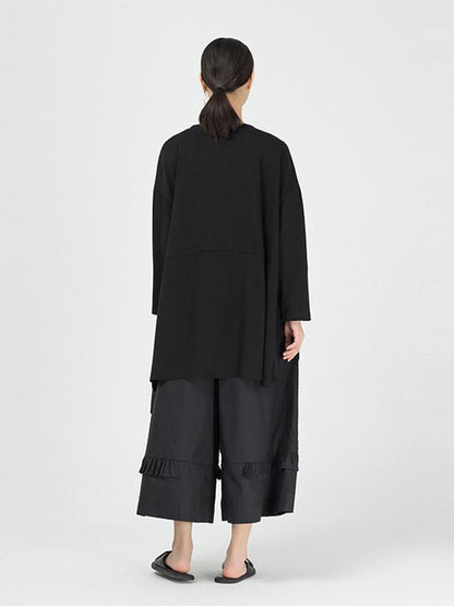 Loose Cropped Solid Color Long Sleeve T-Shirt