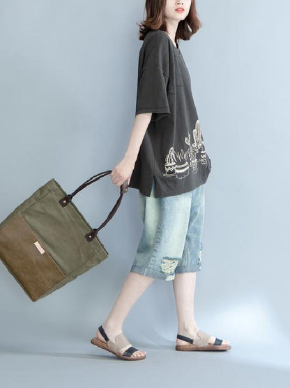 Loose Oversize Printed Plant T-Shirt