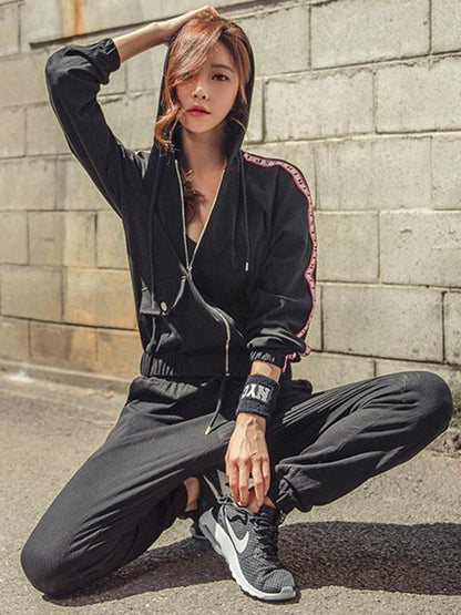 Letter Printed Zipper Sports Hoodies