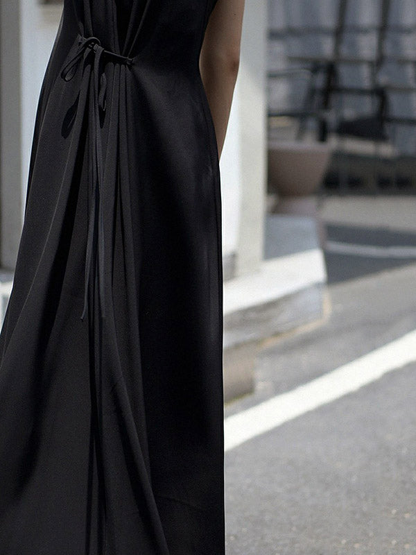 Urban Casual Brown&Black Sleeveless Midi Dress