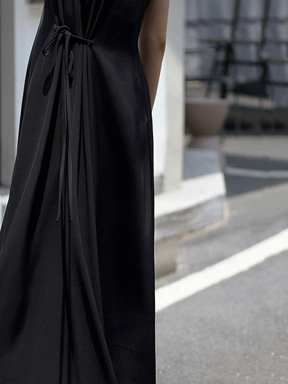 Urban Casual Brown&Black Sleeveless Midi Dress