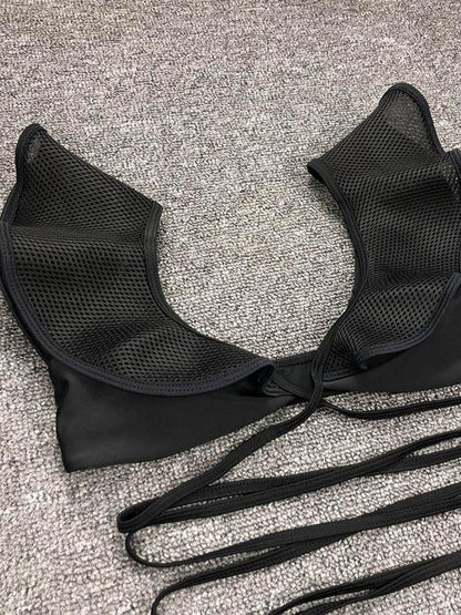 Falbala Black Lace Up Bikini Swimsuit