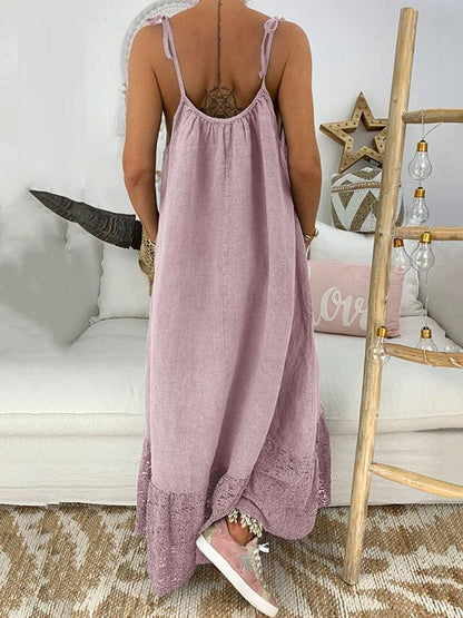 Solid Split-joint Maxi Dress