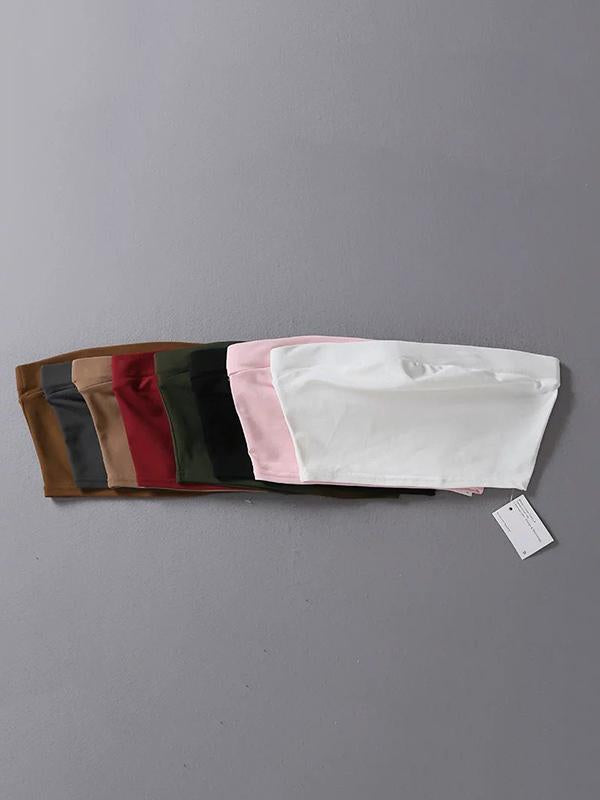 Elastic Wrap Sleeveless Strapless Vest Top