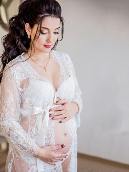Maternity Lace Long Sleeve Cover-ups Swimwear