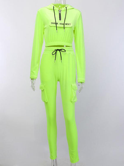 Letter Zipper Hoodie&Pants Sports Suits