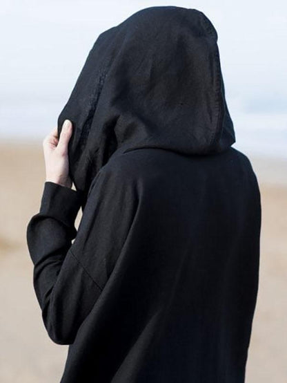 Hooded Black Simple Beach Dress
