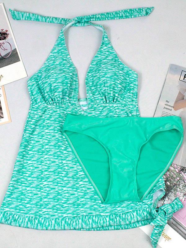 Halter-neck Printed Tankinis Swimwear