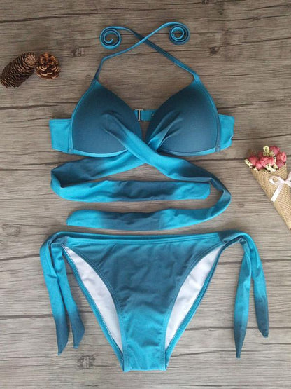 Plus Size Candy Color Bikinis Swimwear