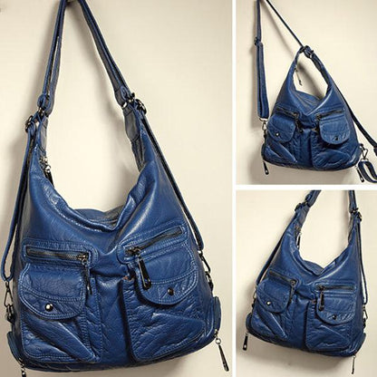 Soft Leather Solid Backpack Multi-carry Shoulder Bag