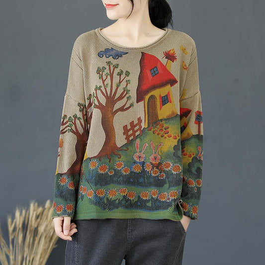 Buykud Print Soft And Comfortable Sweat-Absorbent Breathable Sweater